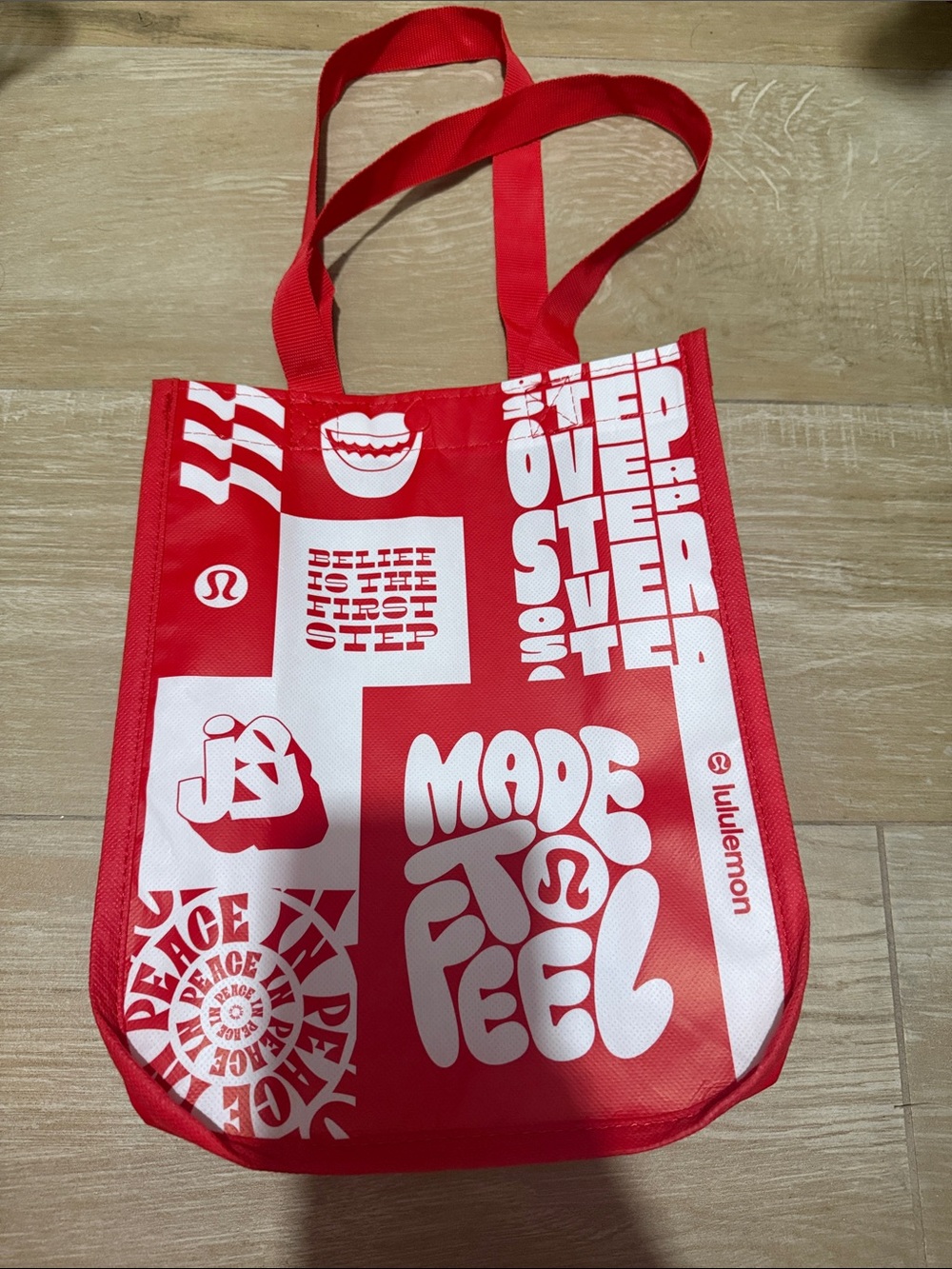 lululemon athletica Red and White Graphic Tote Bag